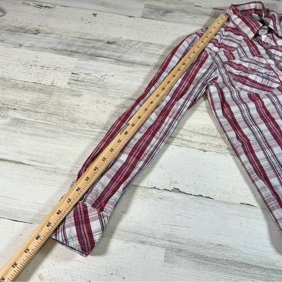 True Religion Men’s LS Western Pearl Snap Shirt Red/White Size Small Rockabilly - Picture 7 of 9